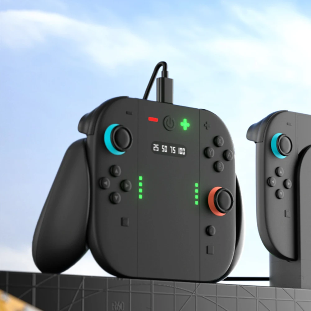 قبضة شحن لمفتاح NS 2 وحدة تحكم Joy-Con مقبض شاحن حوض مع مؤشر LED ضوء جهاز شحن محطة للتبديل 2