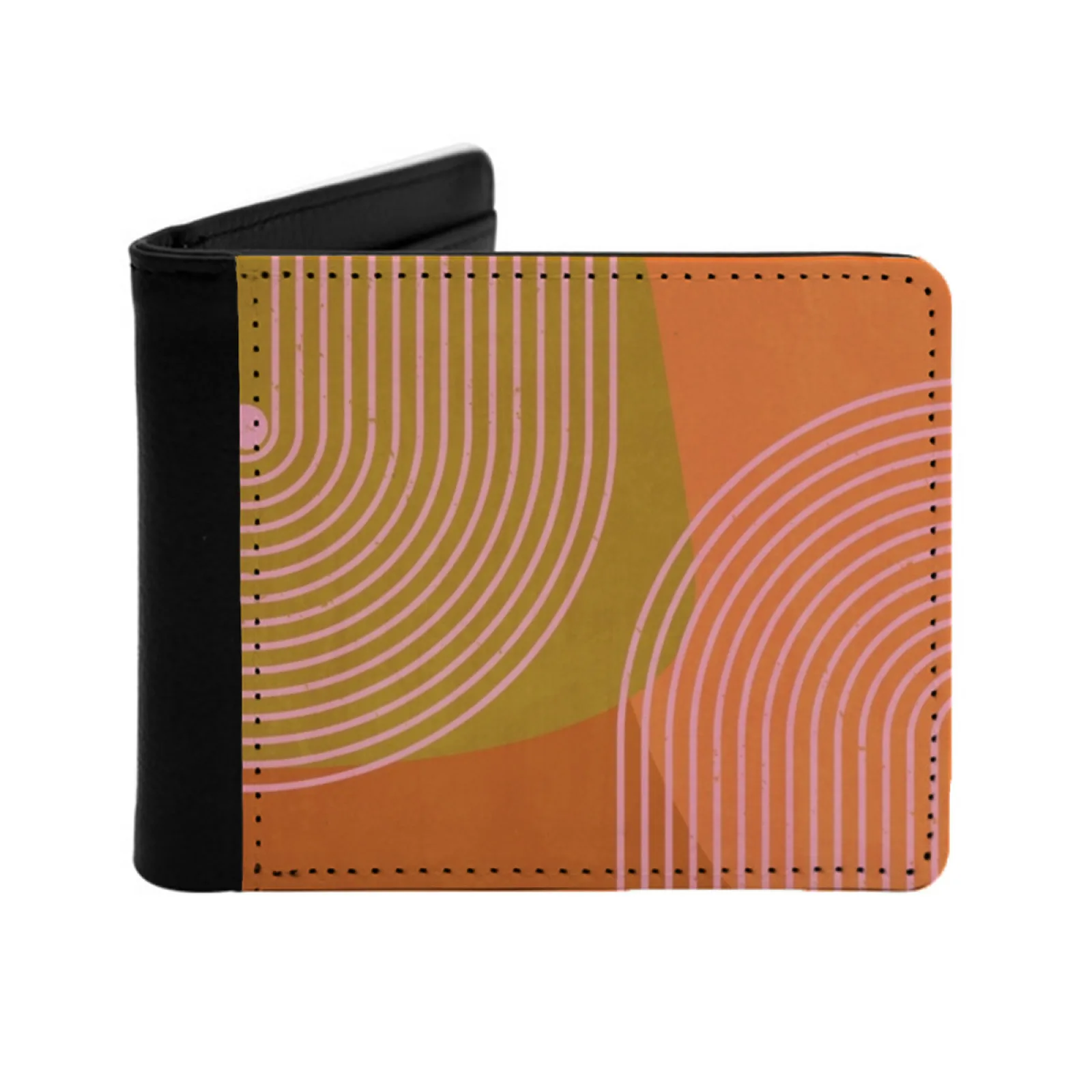 

Mid Century Modern Rainbow Мужской кошелек из искусственной кожи Многофункциональный кошелек для кредитных карт Mid Century Rainbow Retro Modern Mid