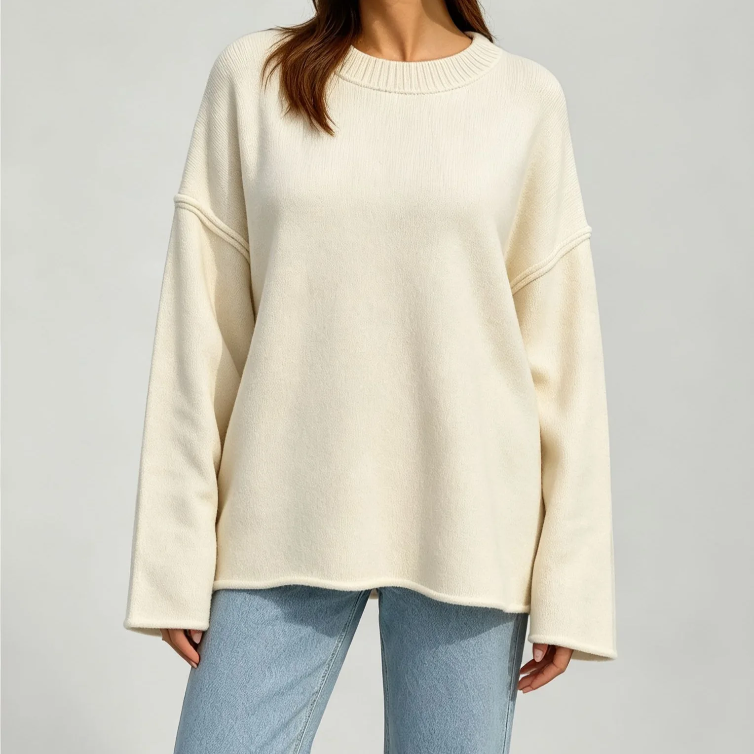 Solid Basic Top Autumn Winter New Vintage Women Sweaters Candy Color Lantern Sleeve Korean Fashion Oversized Knit Pullovers