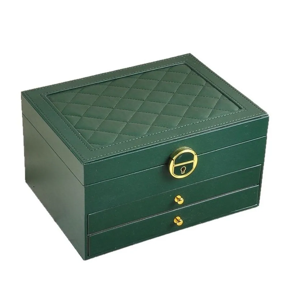 Durable 3 Layers Earring Display Case Large-Capacity Leather Drawer Jewelry Box Multifunctional Dust-Proof Storage Box