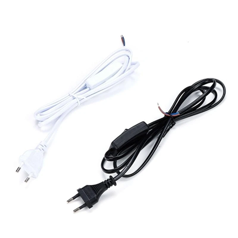 6FT/1.8M 2-Core EU Plug LED Wire Connector Power Cord LED Tube Power Extension Cord With On/Off Switch Desk Lamp Power Drop Ship
