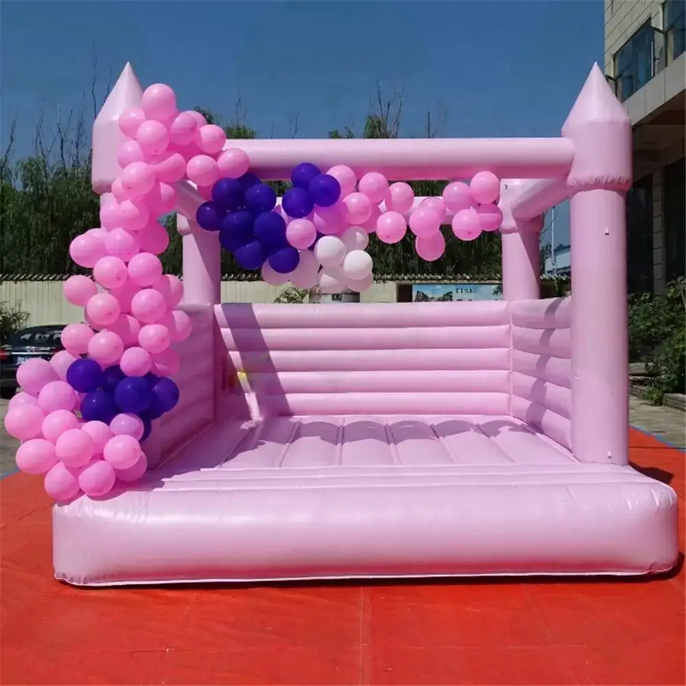 Wholesale 4x4m Pink Air Jumping Inflatable Wedding Bouncer Jumper Castle White Bounce House For Bridal Party Event Celebration