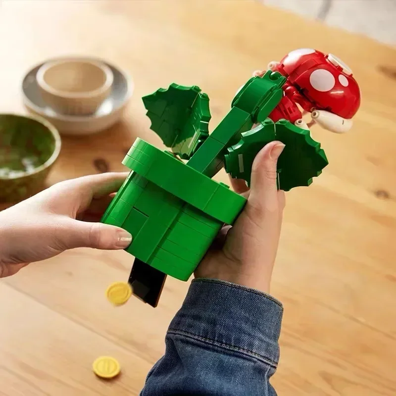 Piranha Plant Block Building Bricks para crianças, brinquedos educativos, modelo de jogo, presentes, compatível com 71426, 71395, 540pcs