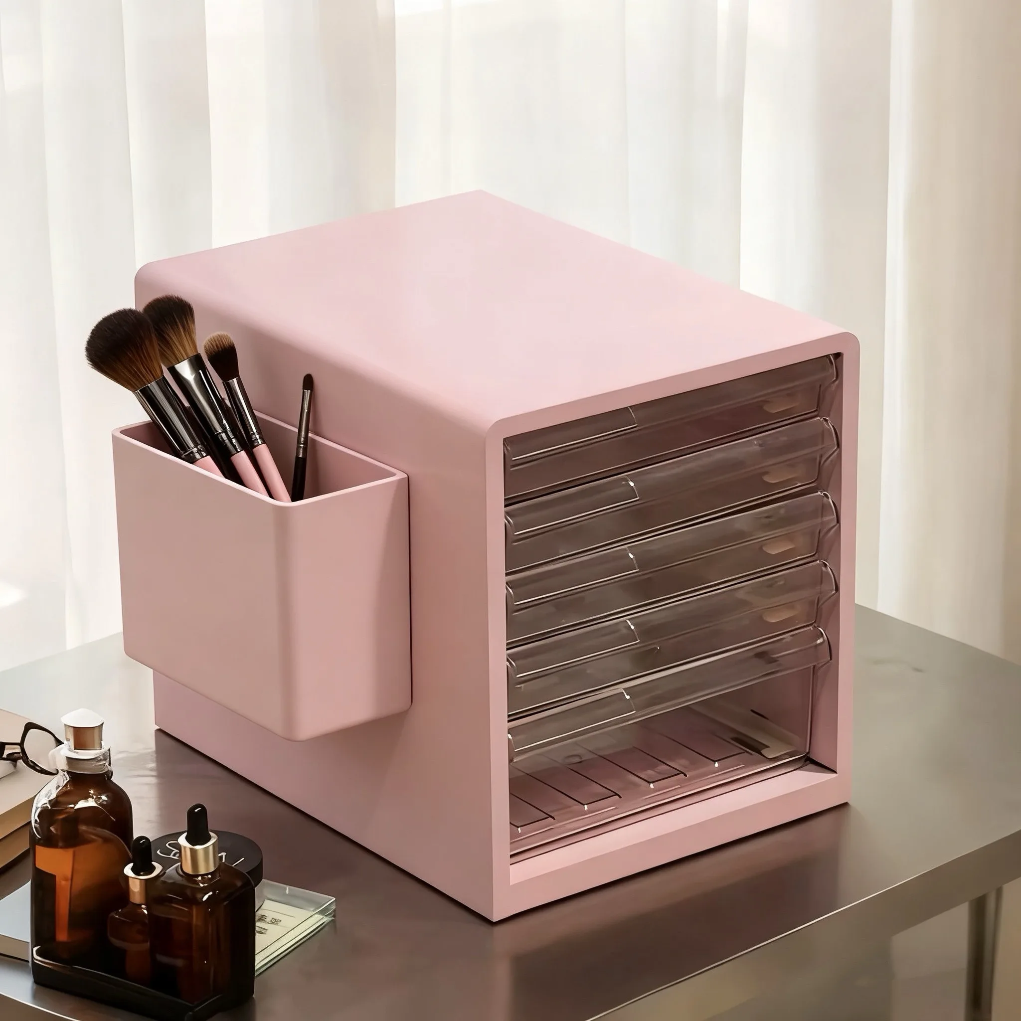 For Desktop Steel Drawer Organizer, A4 File & Stationery Storage Cabinet for Home & Office