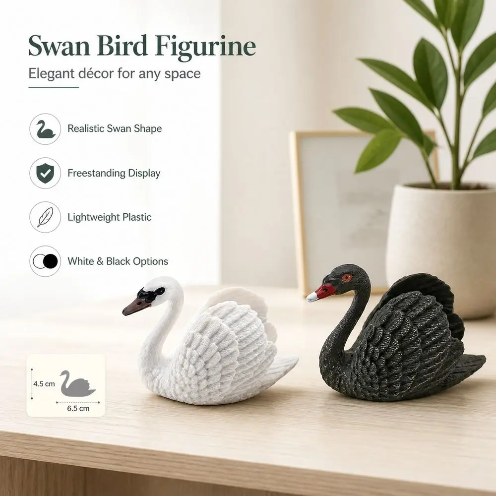 Gifts Plastic Swan Figurine Realistic Appearance Detailed Texture Bird Figurine Static Swan Model Tabletop Decoration