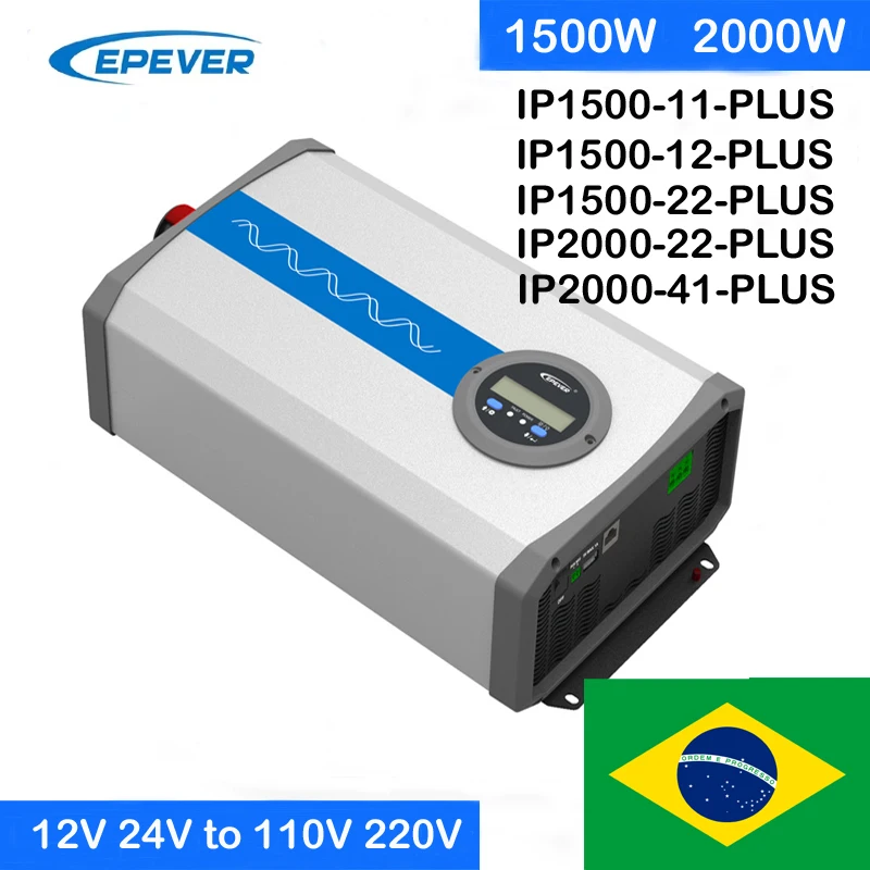 EPEVER IPower Plus Inversor Solar 1500W 2000W Inversor Solar de Onda Sinusoidal Pura 1.5KW 2KW 12V 24V DC para 110V 120V ou 220V Saída AC