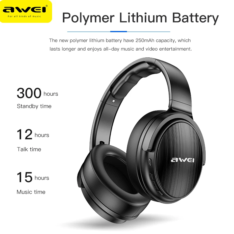 Awei A780BL Headphone Nirkabel Headset Bluetooth Bass Stereo Suara Gaming Earphone Lipat dengan Mikrofon Fon Bluetooth Earbud