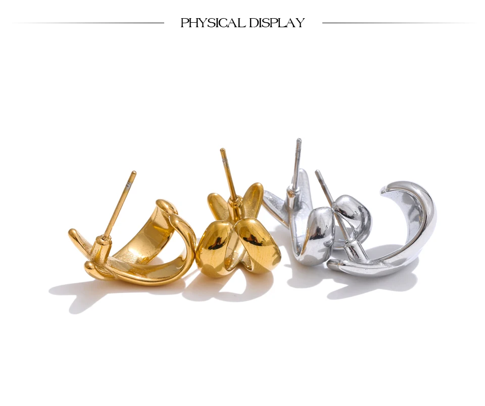 Yhpup Minimalistische X-förmige Ohrstecker aus Metall, 18 Karat PVD-beschichtet, täglicher Edelstahl, attraktiver Modeschmuck für Damen – Detail 11