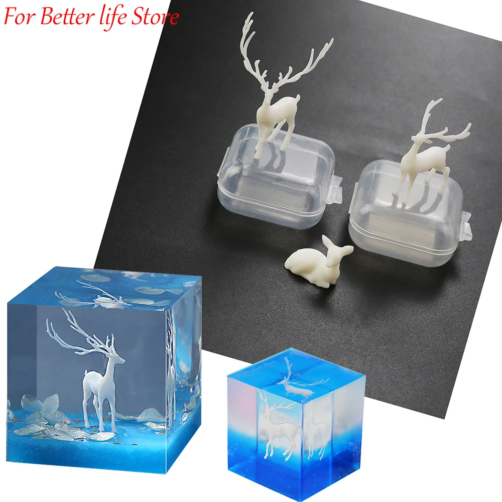 

1PCS 3D Three-dimensional Forest Micro-landscape Accessories Crystal Epoxy Glue DIY Filler Decoration Elk Fairy Deer Model