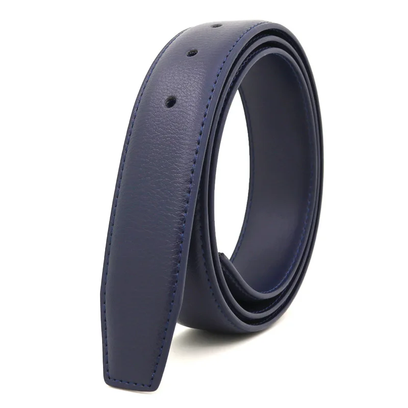 3,3 cm breiter Gürtelriemen mit Stiftschnalle, Gürtelkörper, weiß-blau-grauer, perforierter Gürtel aus echtem Leder ohne Schnalle – Detail 3