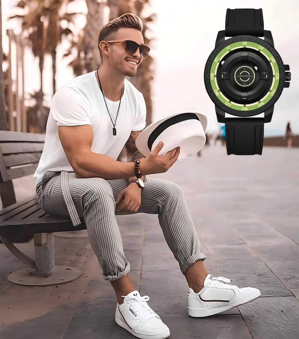 

Men's Silicone Band Magnetic Levitation Watch Waterproof Janpanese Movement 3 ATM Hands Watch
