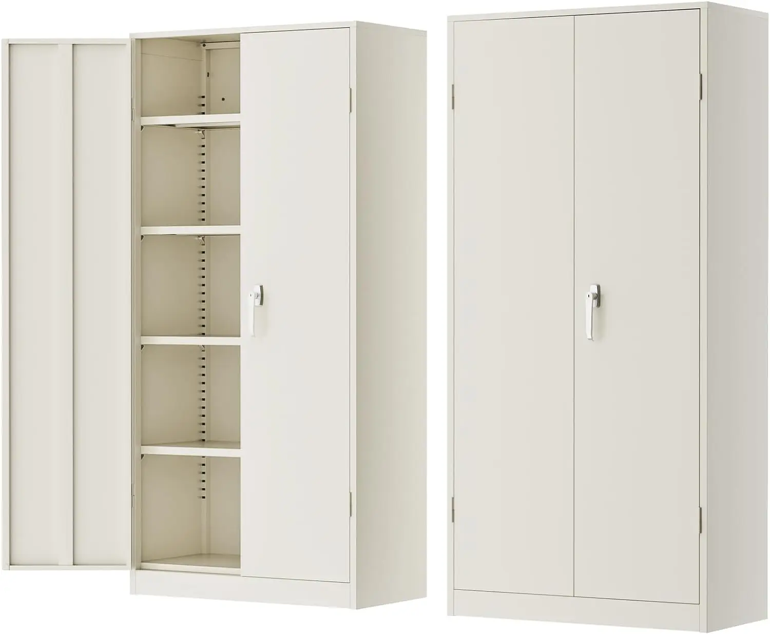 

Metal Storage Cabinet, Gray Locking Steel Cabinet with 2 Doors and 4 Adjustable Shelves, 71" Utility Metal Filing