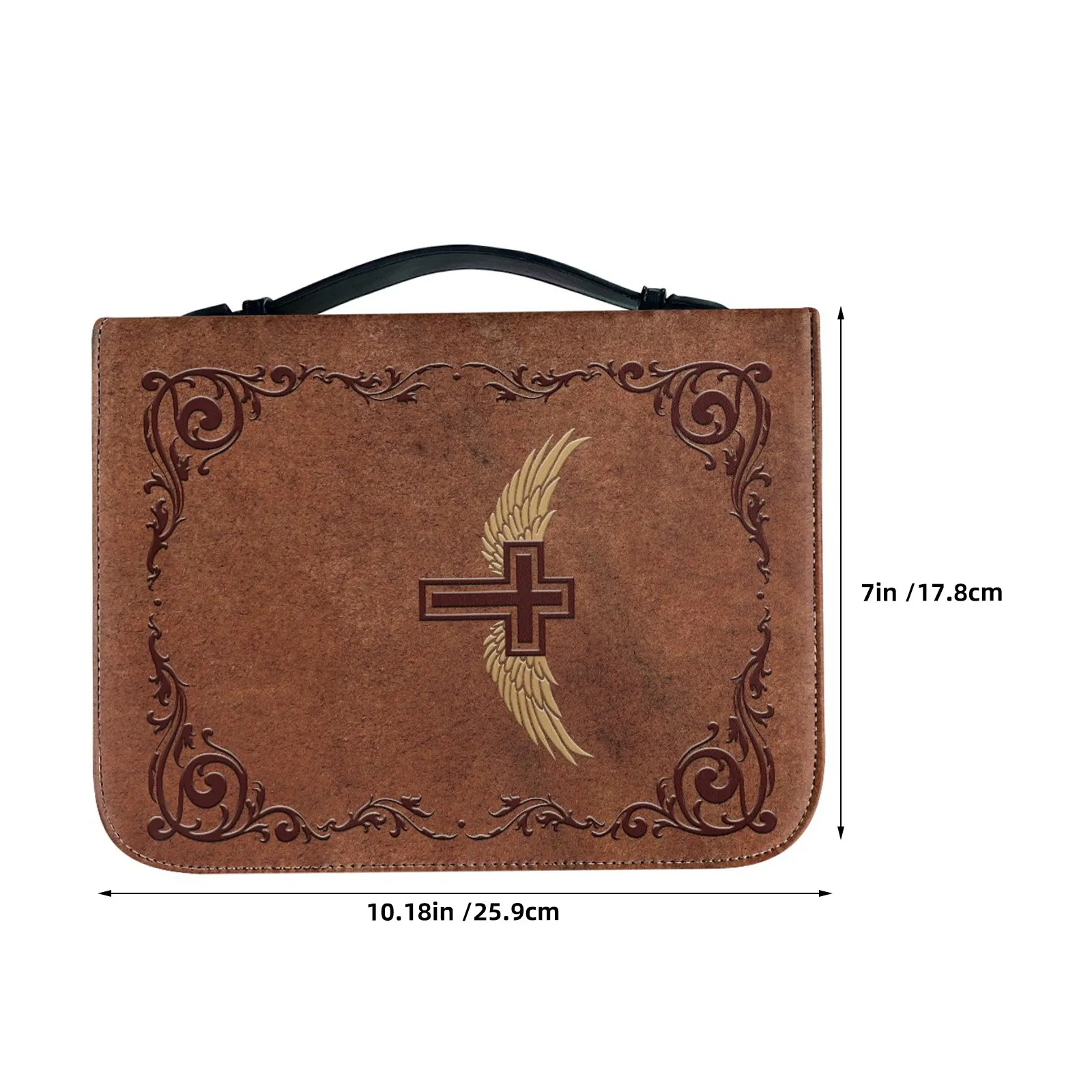 PU Bible Carrying Case Vintage Bible Tote Bag Zippered Organizer Pen Slots for Women Travel