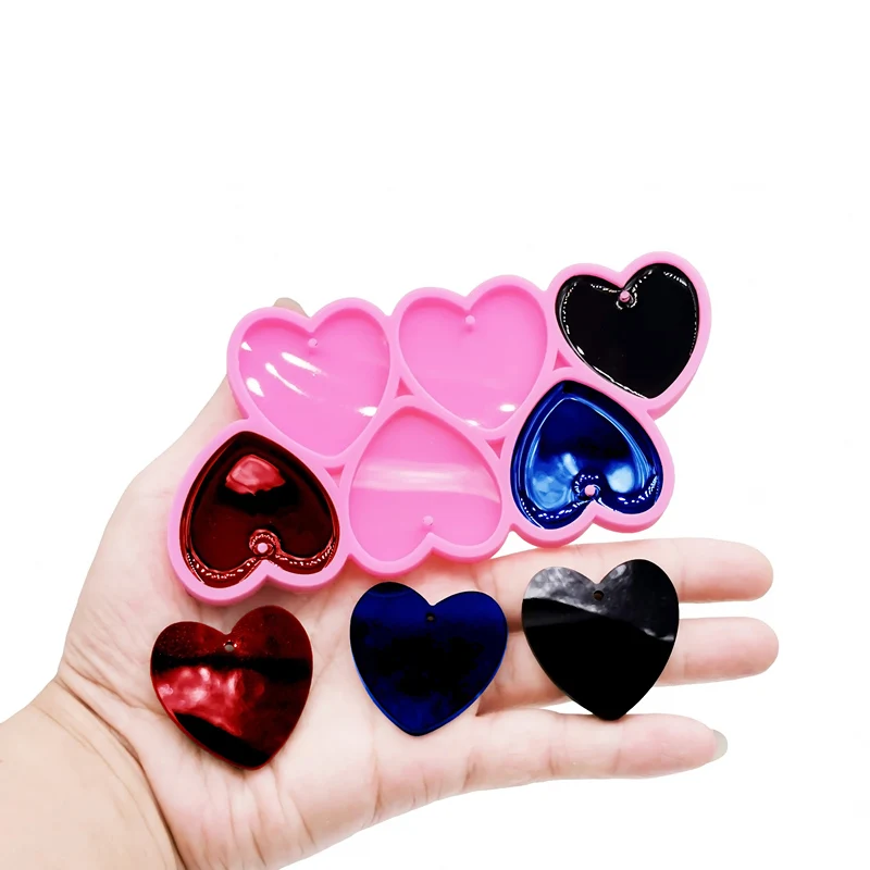 GJ-226 لامعة شكل قلب لتقوم بها بنفسك راتنجات الايبوكسي قالب من السيليكون الخوخ القلب المفاتيح أقراط قلادة مجوهرات اكسسوارات قوالب #6