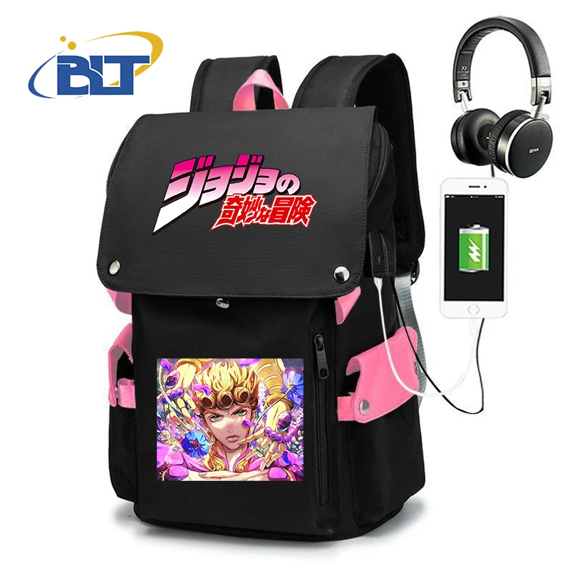 Jojo Bizarre Adventure anime print student schoolbag youth usb outdoor travel bag kids back to school gift