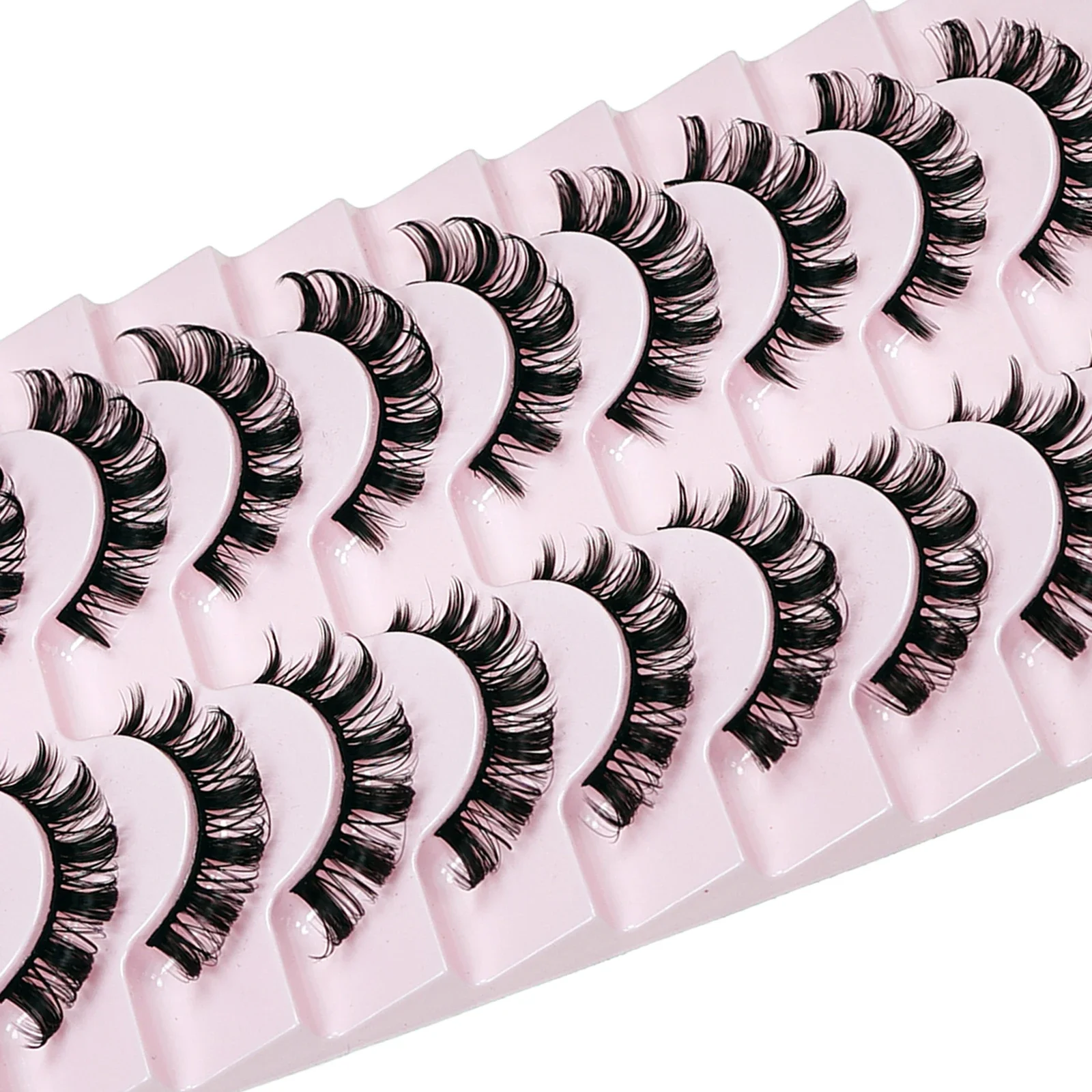 Lot de 10 paires de faux cils russes, extensions de cils