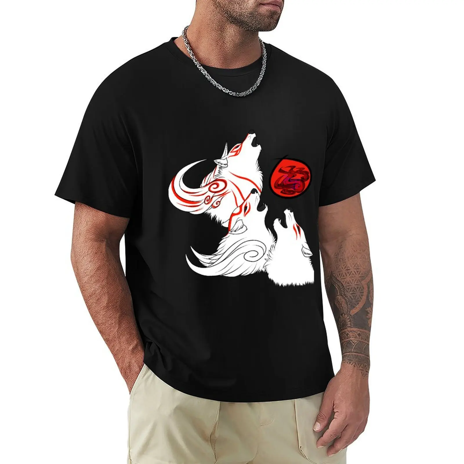 

Okami Howls T-Shirt Retro Graphic Print T-Shirt
