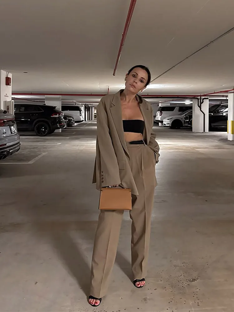 

Модные костюмы с лацканами, куртка, женские шикарные повседневные однотонные костюмы с длинными рукавами на одной пуговице, новинка 2025 года, повседневная офисная повседневная одежда для поездок на работу