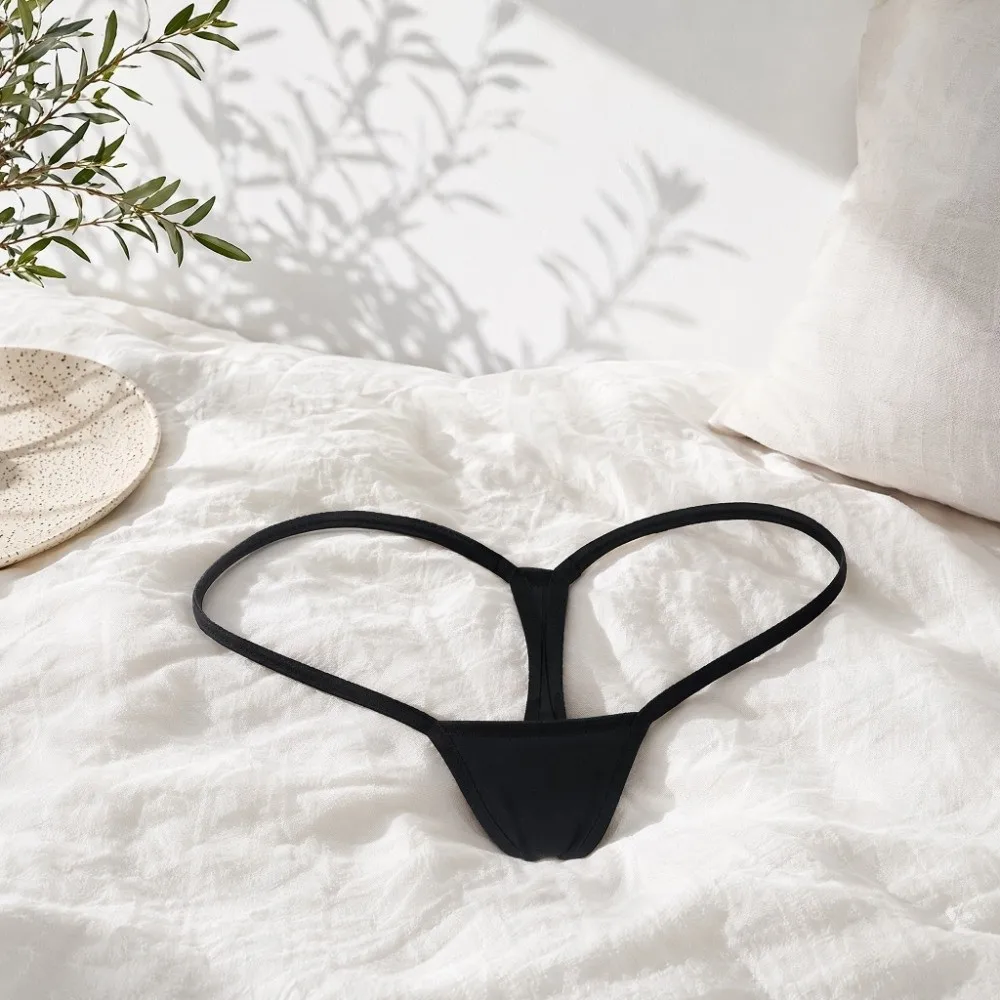 Breathable Seamless Women Thongs Low Waist Solid Color T-back Briefs Underwear Thin Belt T Panties Ladies