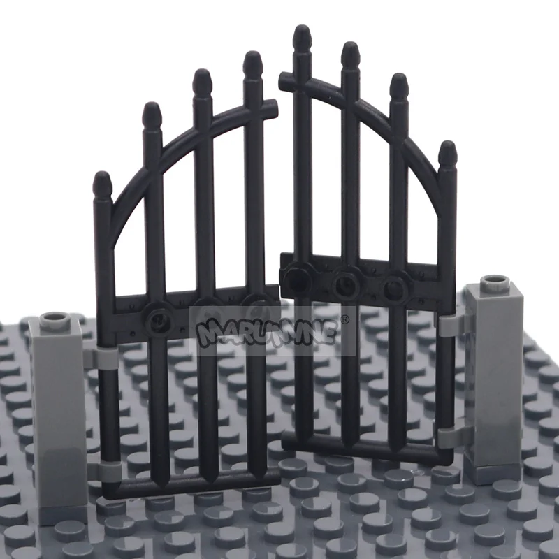 Marumine MOC Bricks Door 1x4x9 Arched Iron Gate Accessories Compatible 42448 City Street View House Buidling Blocks Castle Parts