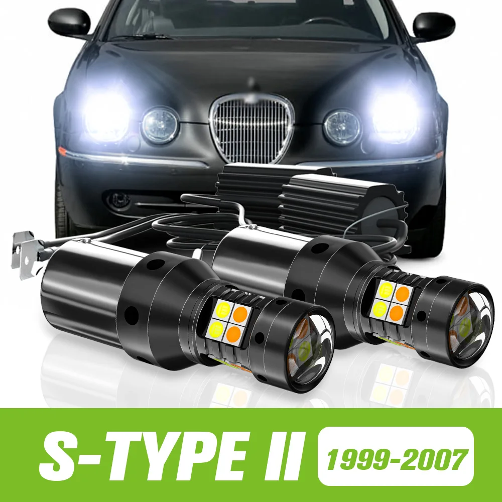 2pcs For Jaguar S-TYPE II 2 1999-2007 Dual Mode LED Turn Signal+Daytime Running Light DRL 2000 2001 2002 2003 2004 Accessories