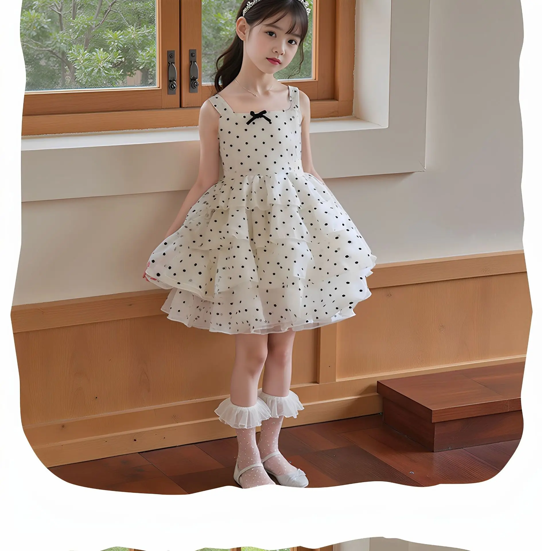 

Girls' Children's Clothing Summer Outfit New Point Suspender Cake Skirt Princess Fashion Birthday Wear Skirt