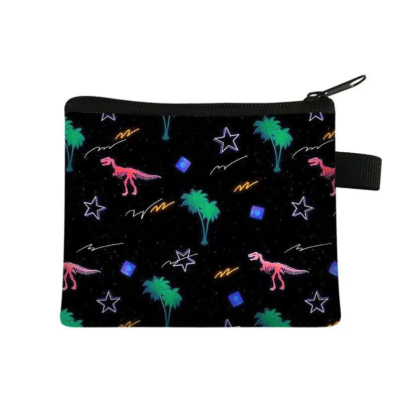 Cartoon nadruk w dinozaury Anime portfel męska portmonetka dla dzieci kobieta Zipper Crossbody torba torebki kluczowe etui na karty kredytowe torba