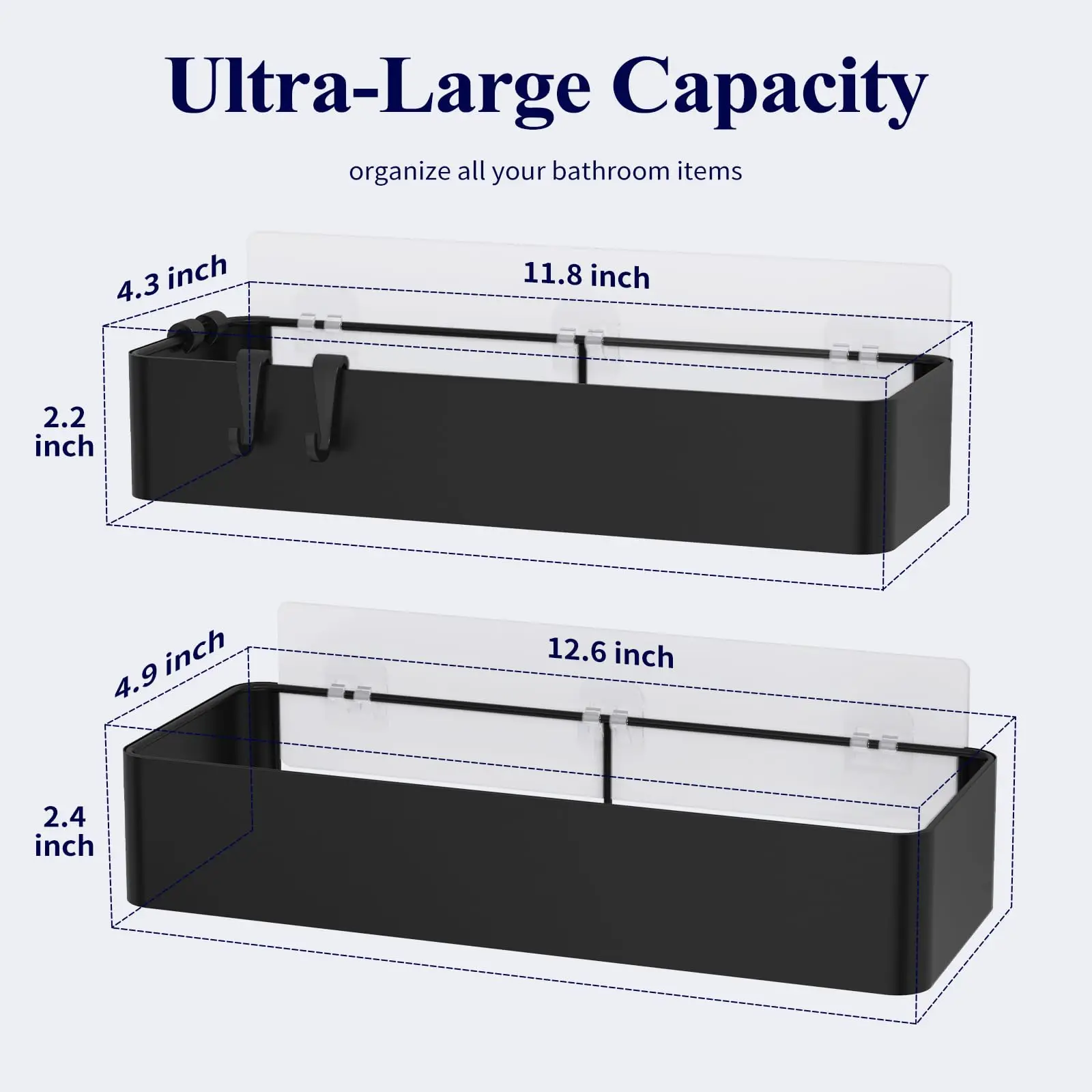 Shower Caddy 2 Pack Adhesive Shower Organizer Drill-Free Shower Shelves for Inside Shower Rustproof Stainless Steel Shower Rack