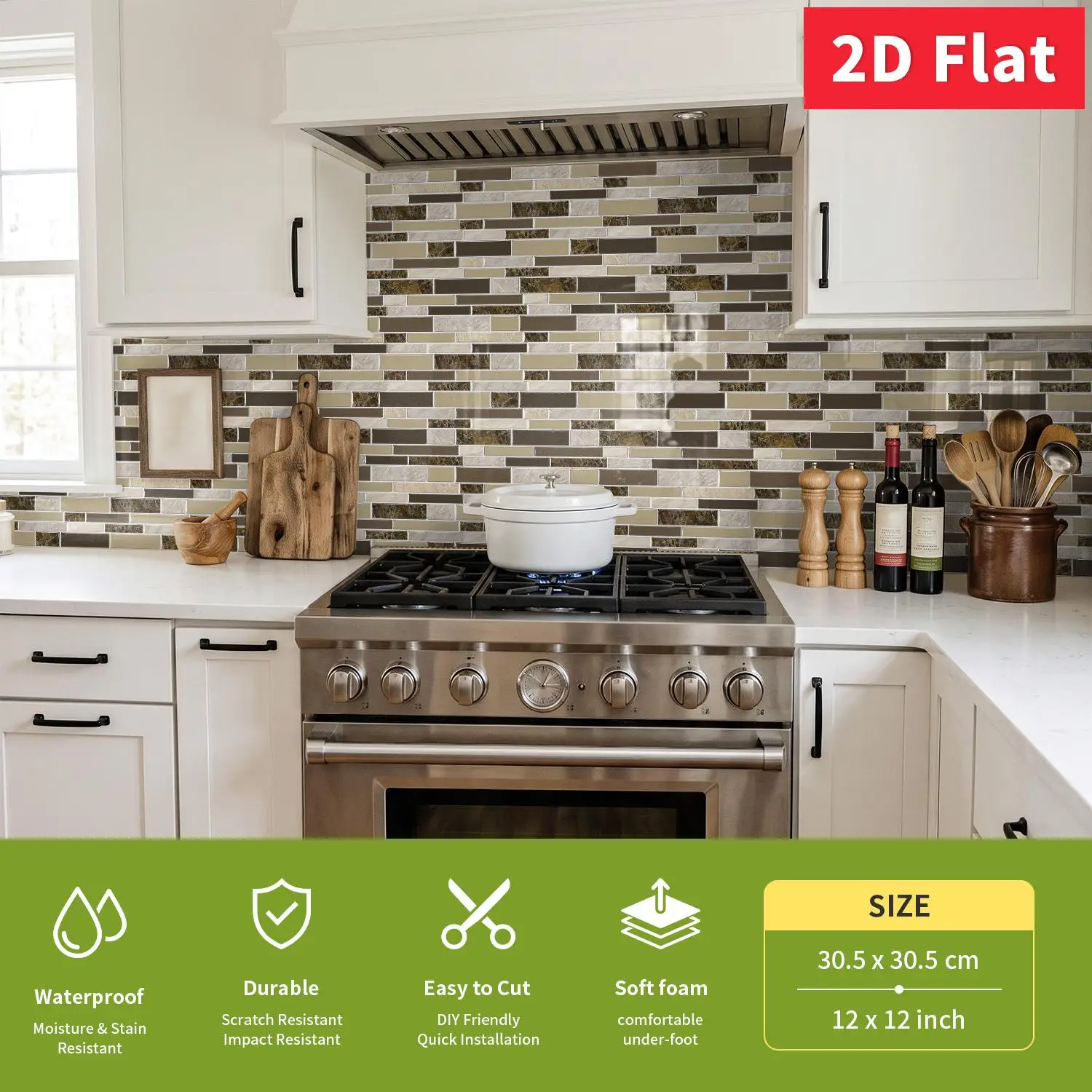 Multi Brown Subway Tile 12x12