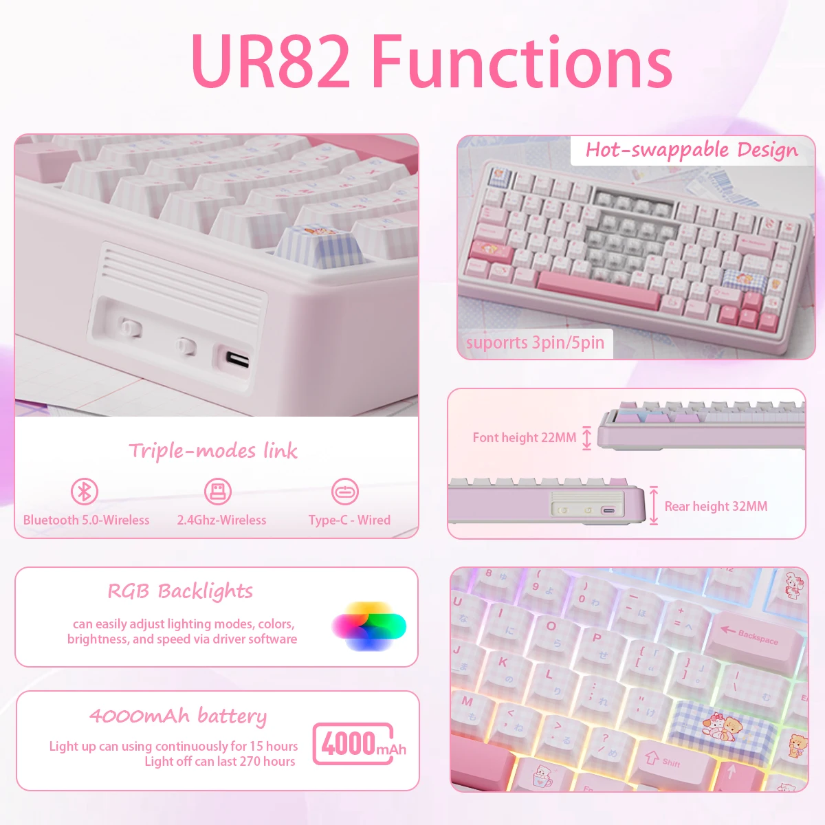UR82 Mechanical Keyboard Tri-m - Desk Setup Programmer recension och pris