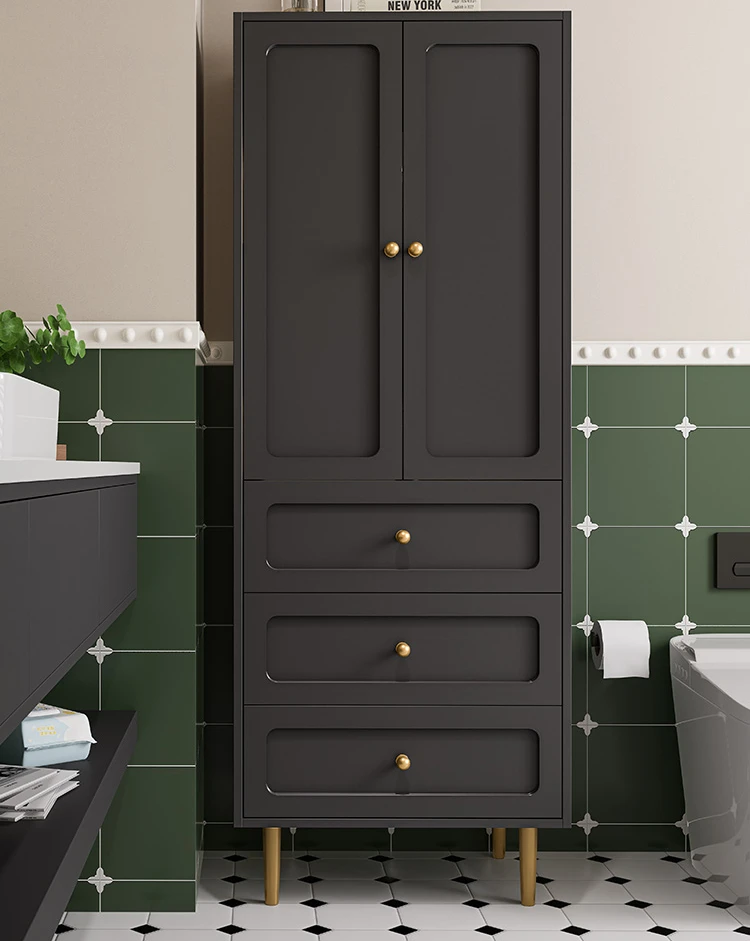 Rubber wood paint vertical cabinet towel narrow cabinet