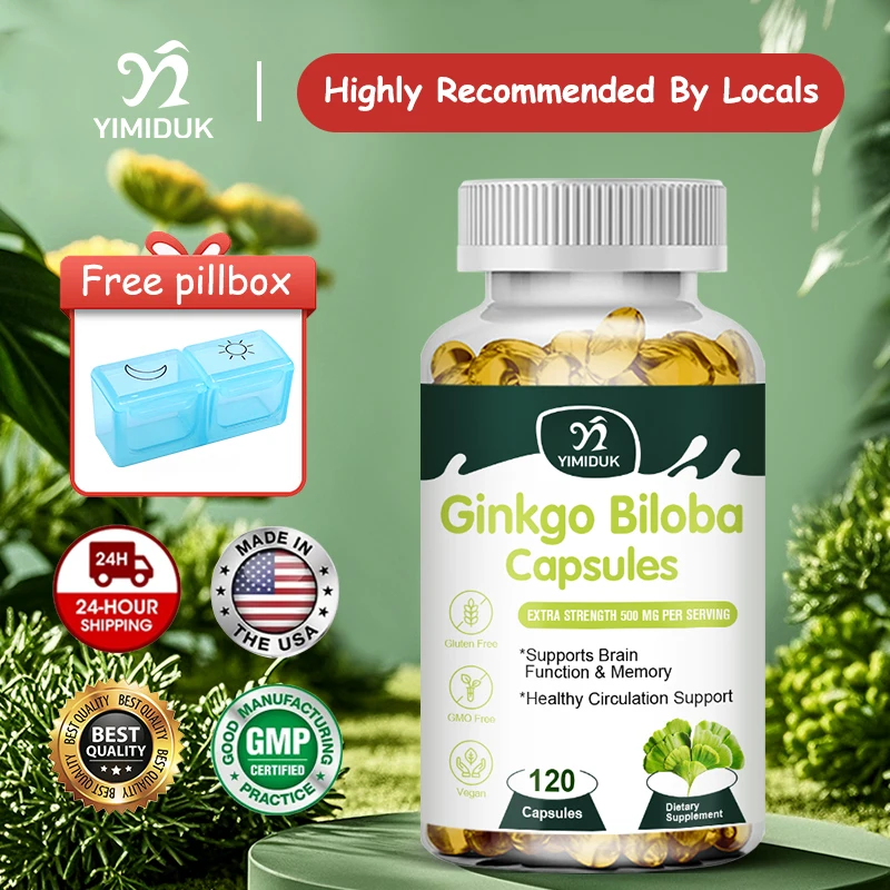 

Premium Ginkgo Biloba Capsules, for Memory & Concentration Booster, Brain Health, Promote Blood Circulation, Mood Stabilizer