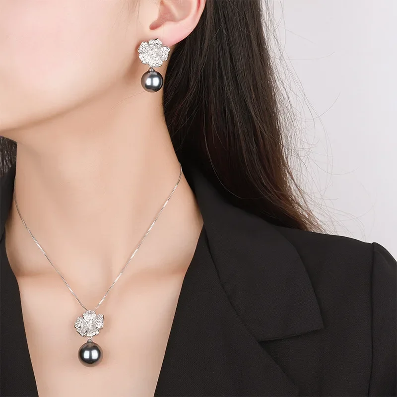 

Новый роскошный ювелирный набор с позолотой 18К, жемчугом и цветочным дизайном, 16мм/14мм, с драгоценными камнями