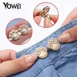 2Pcs Adjustable Jean Cat Paw Shaped Button Waist Buckle Snap Pants Buckle Extender Replacement Jeans Button Attacher Pins