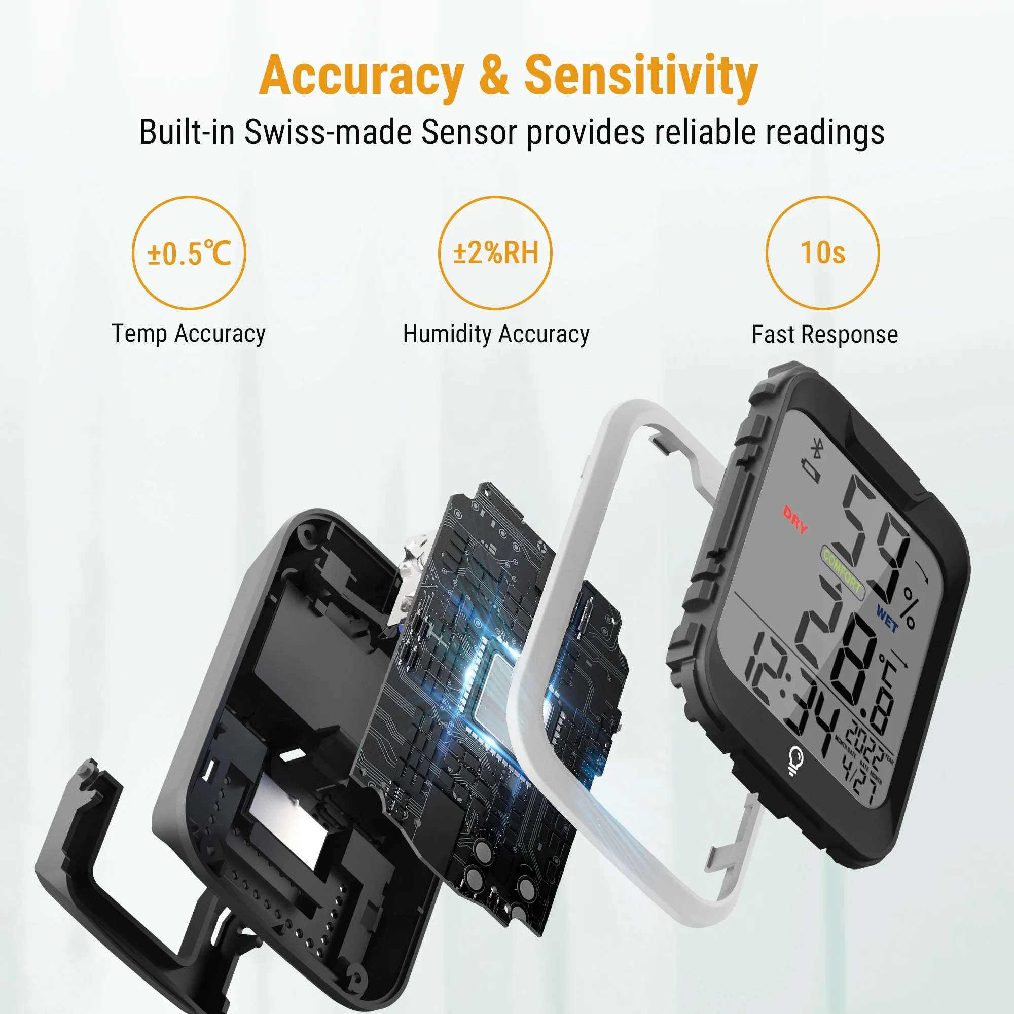 ThermoPro-مقياس حرارة داخلي ومقياس رطوبة ، TP358 ، إضاءة خلفية ، تطبيق يتم التحكم فيه بالبلوتوث ، أرقام ، محطة الطقس ، منزل مع ساعة ويوم #4