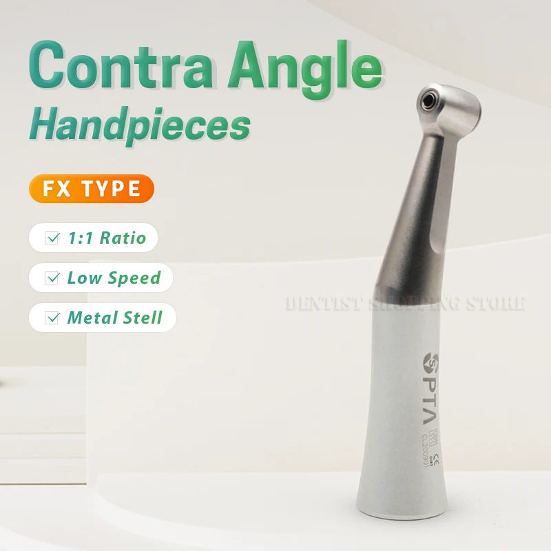 Dental Slow Speed Handpieces FX 1:1 Contra Angle External Water Spray Push Button Non-optic Air Turbine 135°C Autoclavable