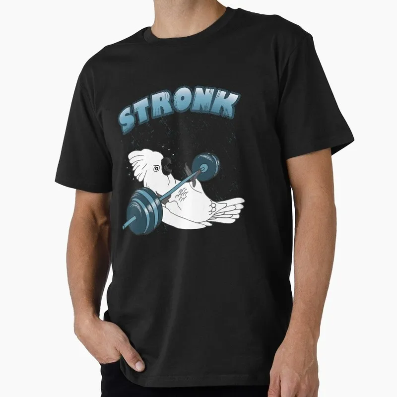 Stronk Cockatoo Fitness Parrot Workout Funny Parrot Gift T-shirt for Birds Lover Short Sleeve Graphic Clothes All Size Tops S-6X