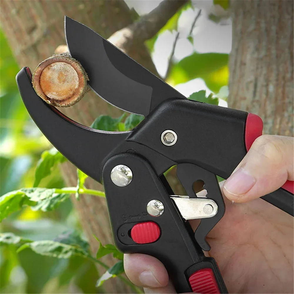 SK5 High-Carbon Steel Ratchet Garden Pruners Heavy-Duty Branch Pruning Shears, Sharp Plant Trimmer Scissors for Gardening Tools