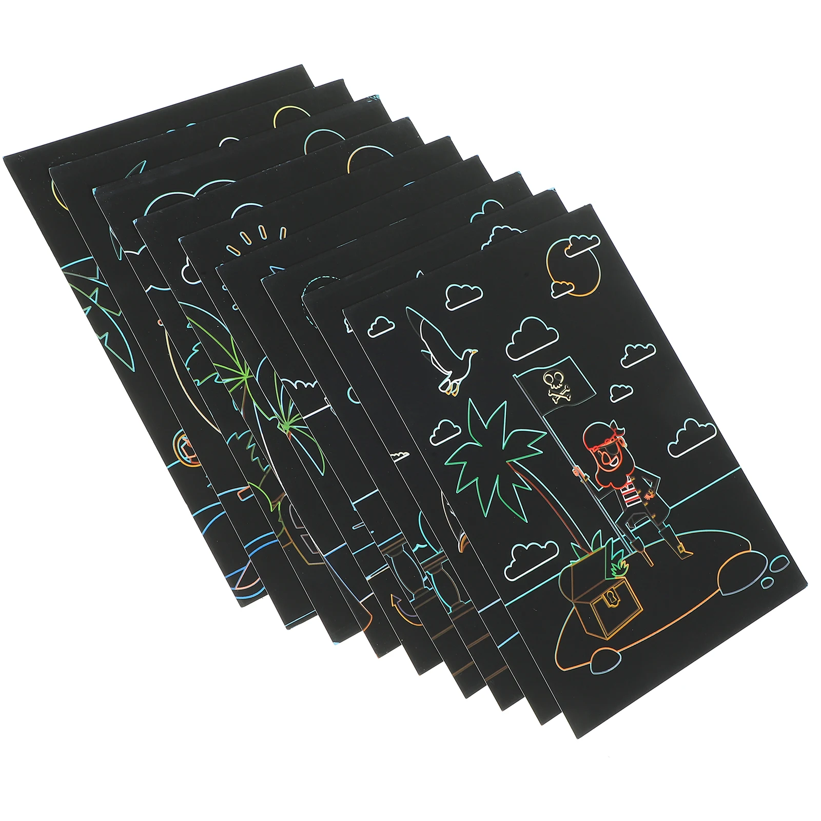 Pirate Scratch Set Delicate Scratching Paper Kids Craft Toy Fun Office Supplies Scratch Painting Paper Gift