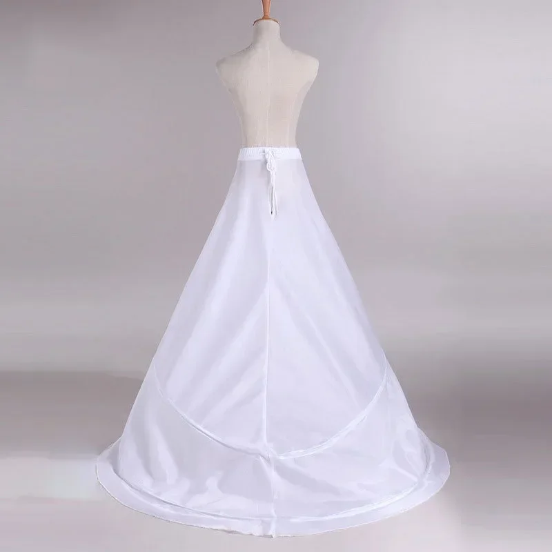 Women's White 2 Hoops Floor Length Wedding Petticoat Crinoline Mermaid Bride Underskirt Slips