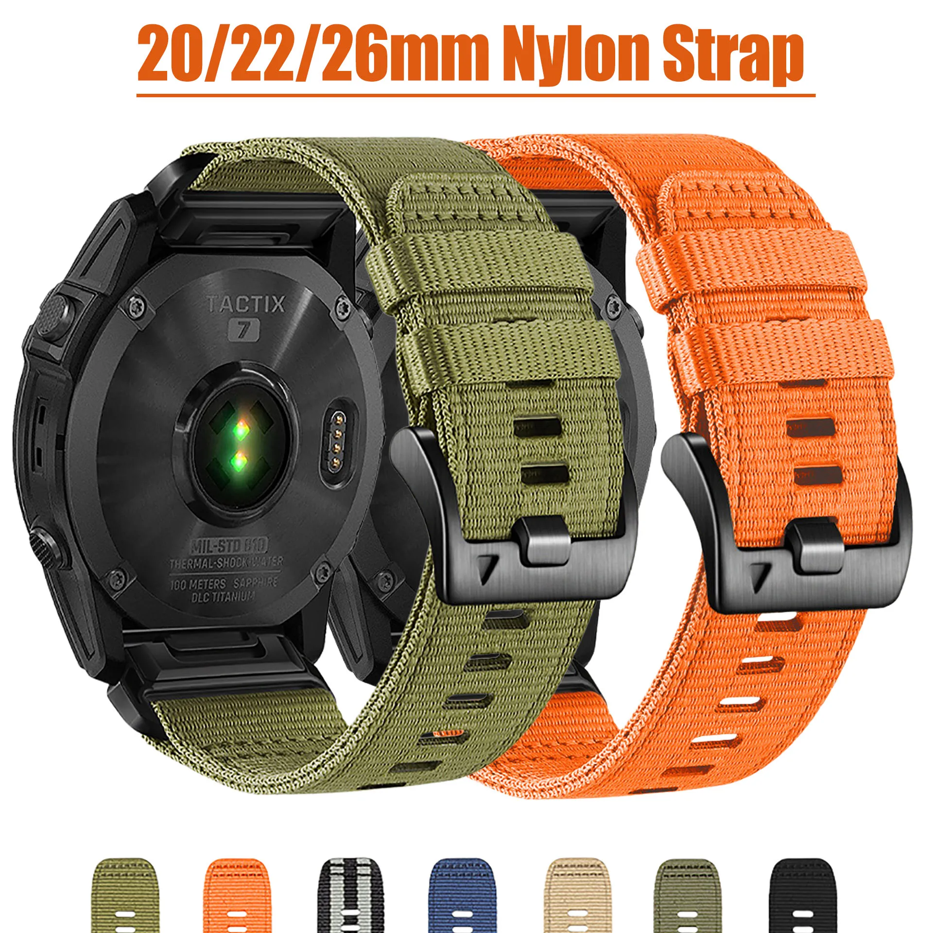 20mm 22mm 26mm Canvas Nylon Watch strap For Garmin Fenix8 7 6 7X 7XPro Forerunner255 265 955 Tactix 7Pro Instinct 2 watch band