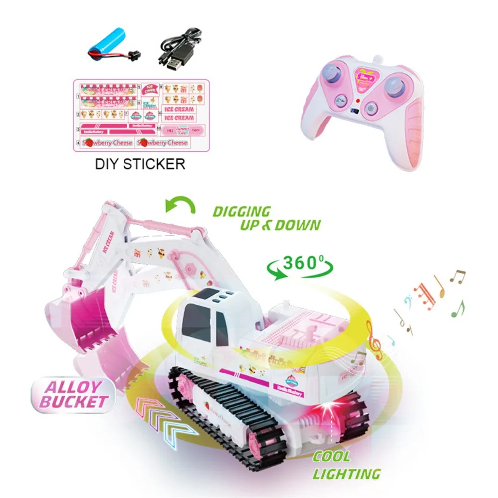 Practical Alloy, ABS RC Excavator 1:24 Scale 1/2 Batteries Construction Vehicle Remote Control Excavator Indoor