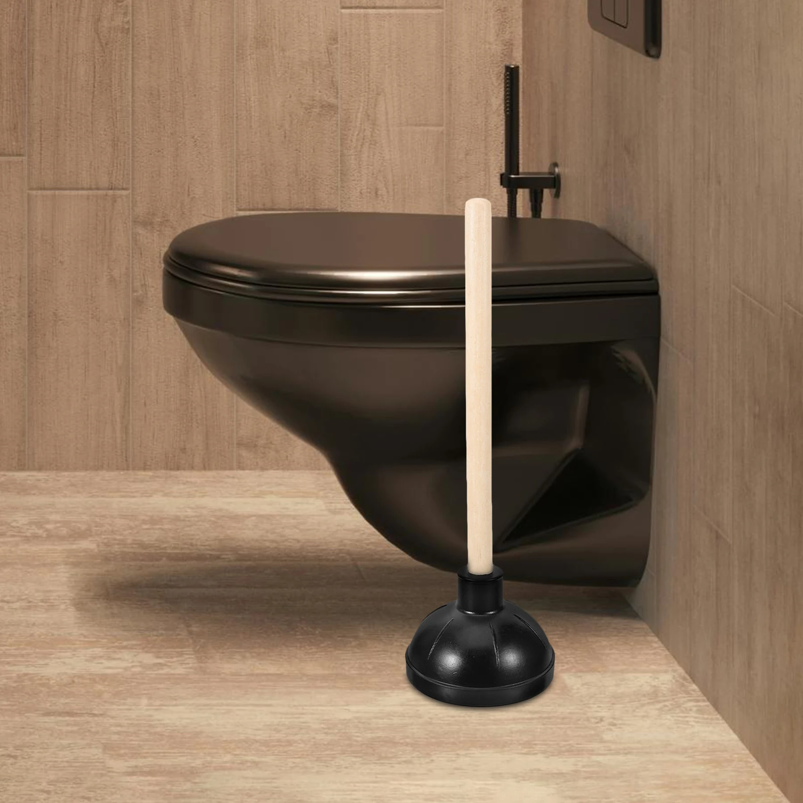 

Toilet Plunger Drain Absorb Water Sink Shower Heavy Duty Kitchen Tool Wooden H Bathroom Plunger Long Practical Easy