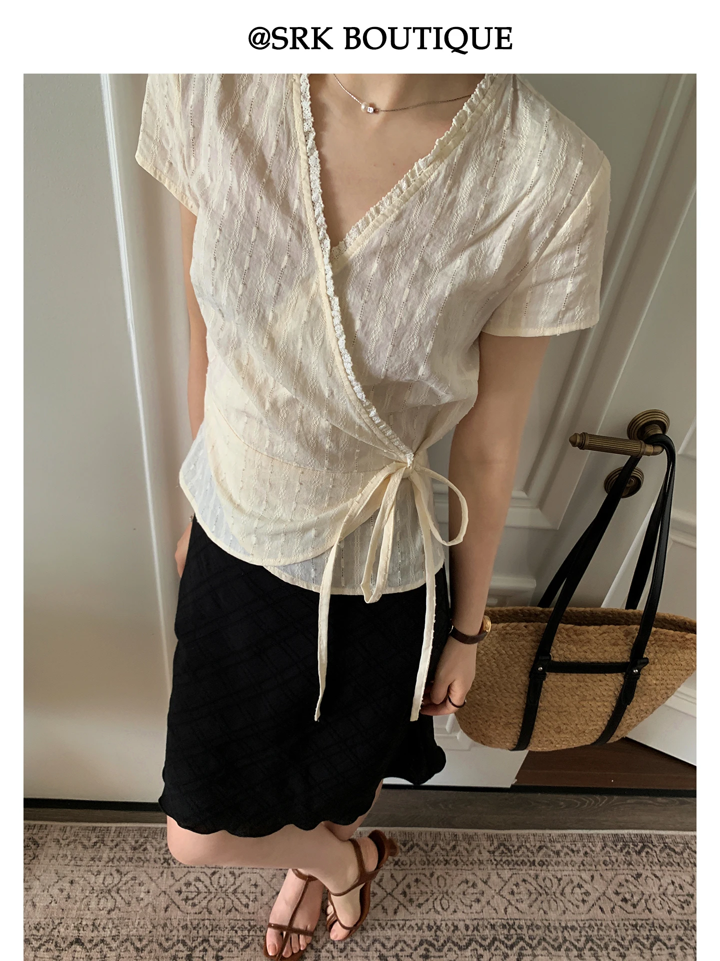 

Ретро-юбка миди SRK в асимметричную черную клетку с низкой талией, облегающая, с запахом, из смесового полиэстера, для повседневной носки