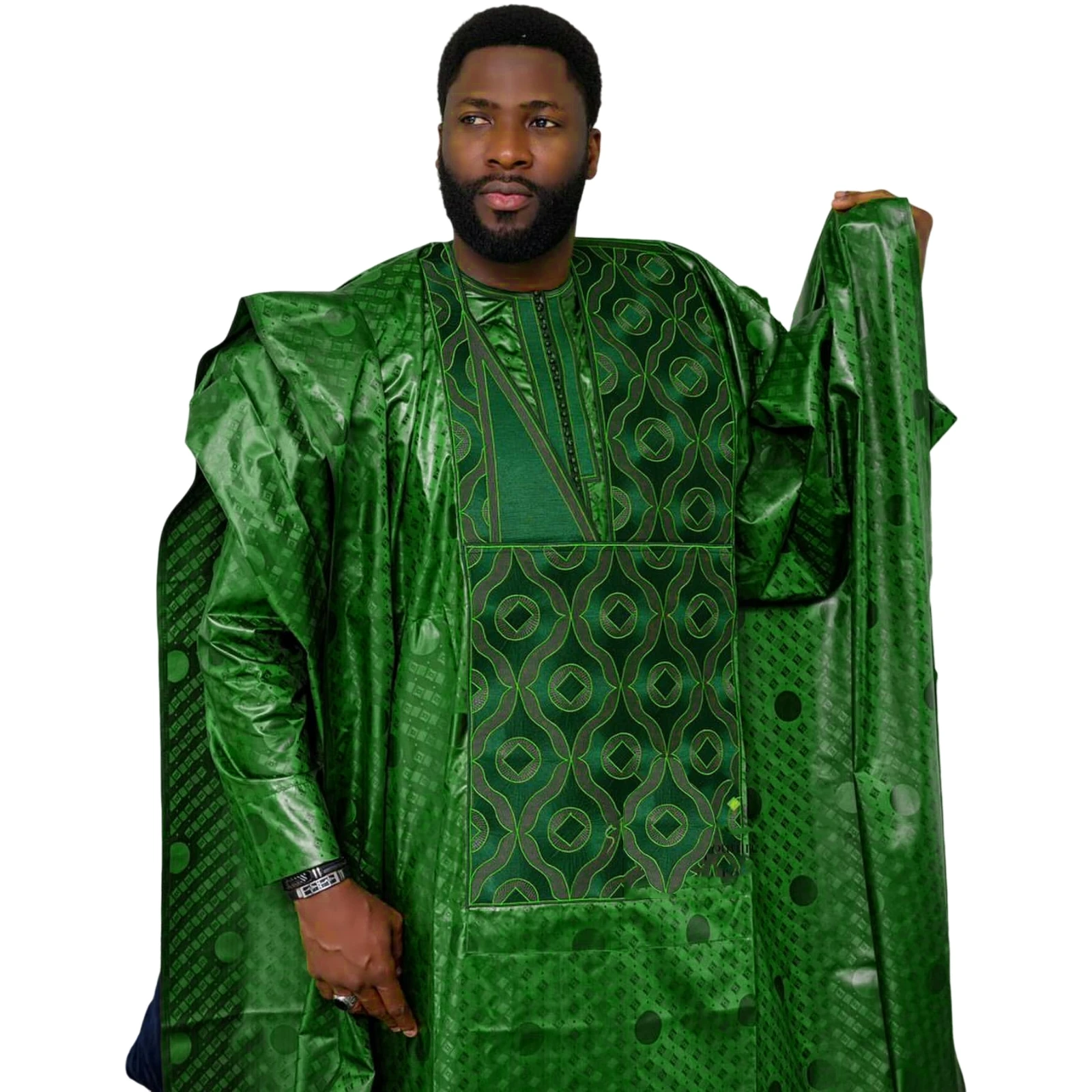 African Clothes For Man Bazin Riche Embroidery Design Top Long Sleeve