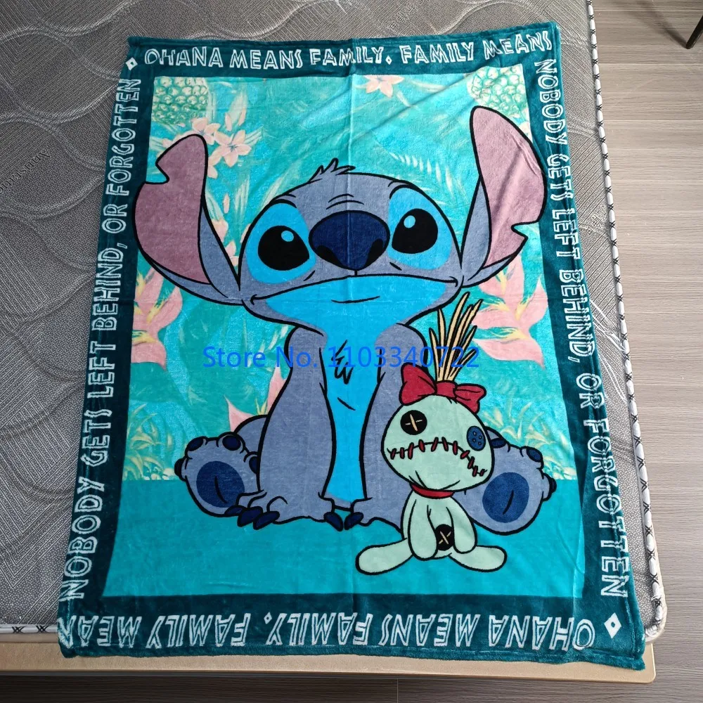 Anime Cute Lilo Stitch Lake Blue Little Monster Blanket Throw Plane Sofa Cartoon Super Soft Blankets for Kids Gift 100x140cm