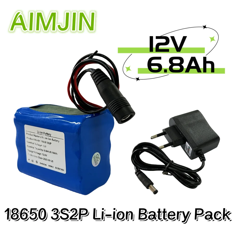 

18650 3S2P 12V 6800mAh Rechargeable Lithium-ion Battery Pack 12.6V Charging Battery + charger