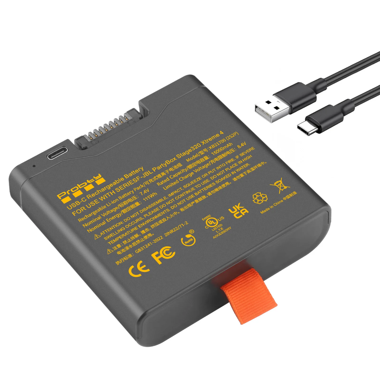 15000 mAh Hohe Kapazität für JBL Xtreme 4 Akku JBL PartyBox Stage 320 Ersatzakku mit Typ-C-Eingang