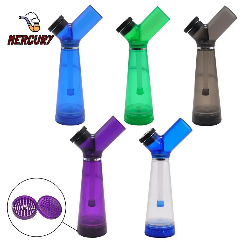 MERCURY 2 In1 Water Smoking Pipe Creative Acrylic Hookah Filter Pipes with Tobacco Grinder Crusher Grass for Smoking Accessories