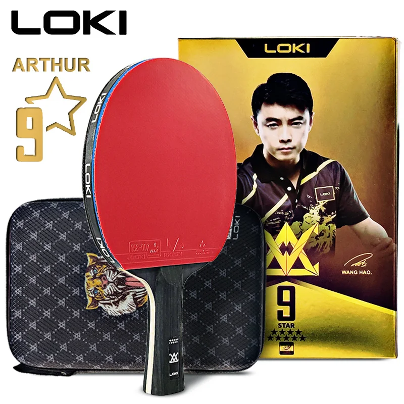 LOKI ARTHUR-Raquete De Tênis De Mesa Com Borracha Pegajosa, Ping Pong Leve, Ofensivo De Carbono, ITTF Aprovado, 9 Estrelas